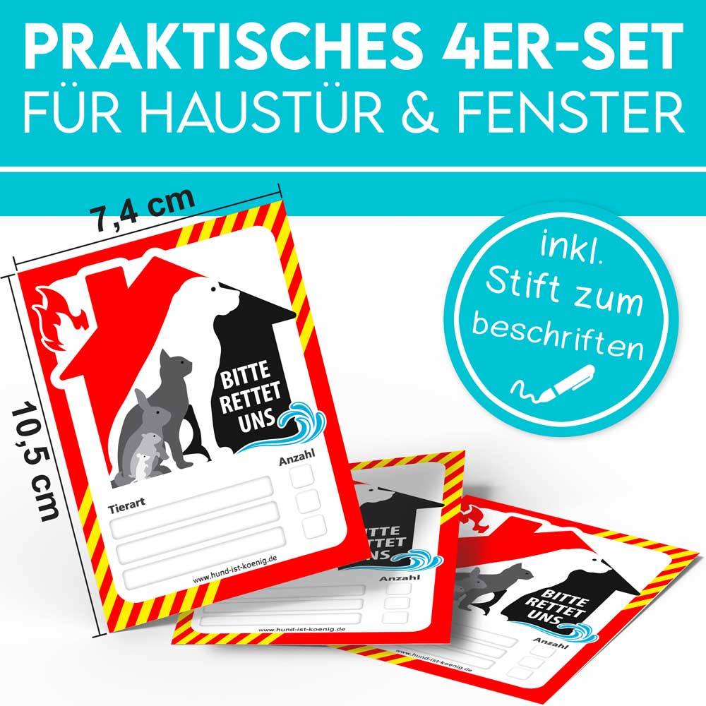 Notfall Aufkleber zur Haustier-Rettung für Tür & Fenster