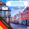 Geschäftsstraße in Norddeutschland mit bunten Häusern