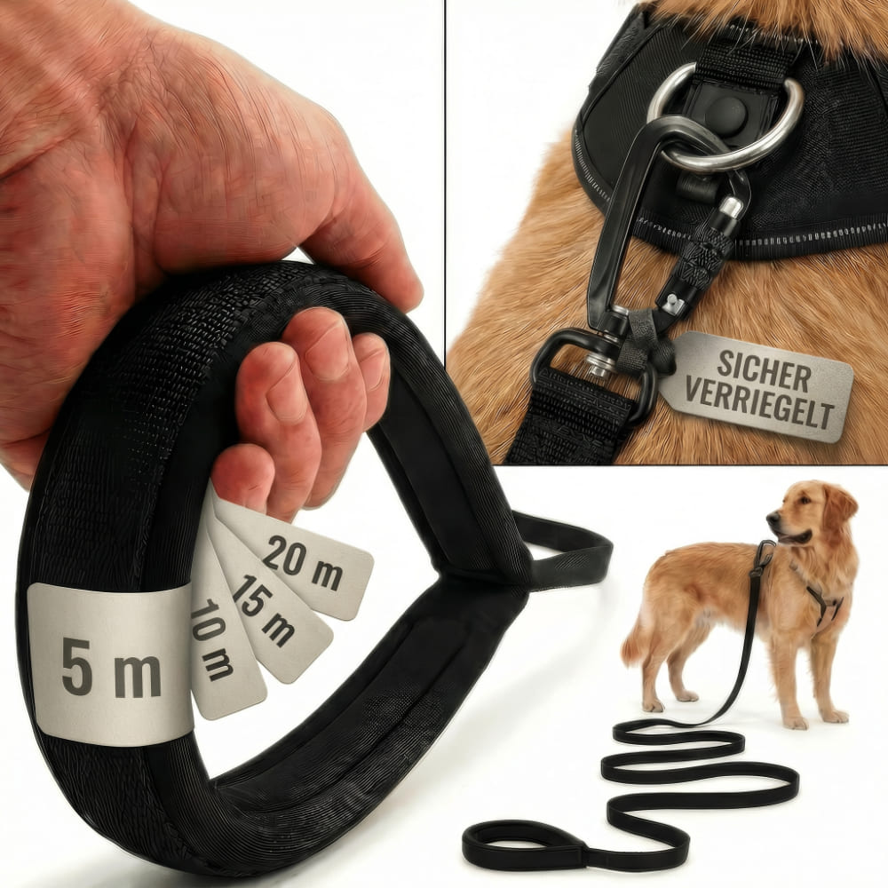Schleppleine mit Sicherheitskarabiner für Hunde bis 70 kg